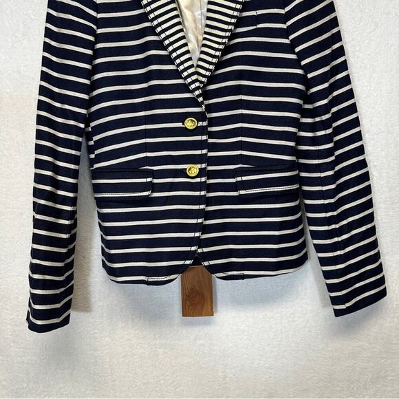 J. Crew Schoolboy‎ Navy Blue & White Striped Long Sleeve Button Blazer Size 00 - Picture 3 of 11